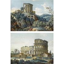 A PAIR OF VIEWS: THE COLOSSEUM AND THE TEMPLE OF VESTA, TIVOLI