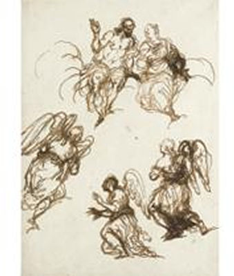 Christ and The Virgin and Three Angels