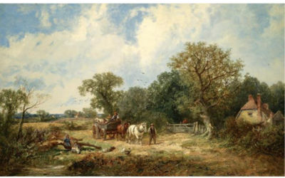 Sample artwork by James Edward (Edwin) Meadows (1828 - 1888), known for rustic landscape and theatre set painting, teaching - View similar artists and auction records