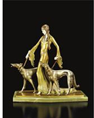 Sample artwork by Otto Poertzel (1876 - 1963), known for elongated dance figure sculpture of bronze, ivory and porcelain - View similar artists and auction records