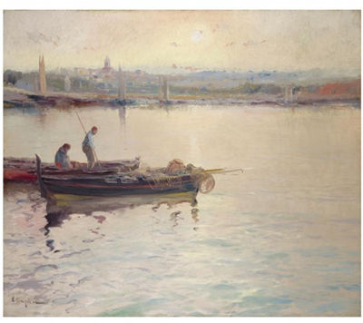 PESQUEROS AL ATARDECER (FISHING BOATS AT SUNSET)