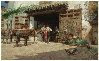 Sample artwork by Mariano Barbasan (1864 - 1924), known for landscape, figure, genre painting - View similar artists and auction records
