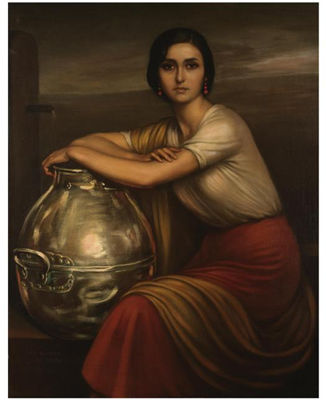 Sample artwork by Julio Romero de Torres (1874 - 1930), known for orientalist, landscape, genre, portrait painting, teaching, illustration, posters - View similar artists and auction records