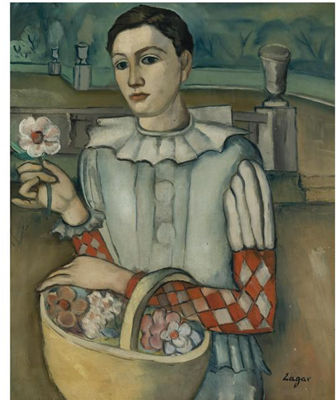 ARLEQUÍN (HARLEQUIN WITH A FLOWER) by Celso Lagar Arroyo - Auction record, sale price, and art valuation. Compare with similar artists and explore comparable artworks.