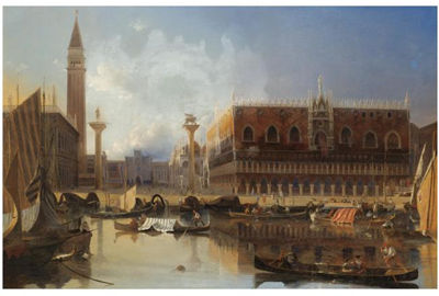 VUE DE LA PIAZZETTA SAN MARCO ET DU PALAIS DUCAL DE VENISE