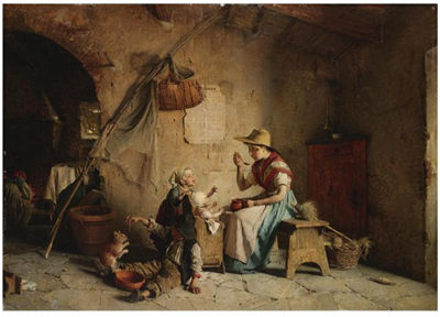 Sample artwork by Gaetano Chierici (1838 - 1920), known for genre, figure, interior paintings - View similar artists and auction records