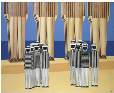 TOURISTS AT CAPE SOUNION by Yannis Gaitis - Auction record, sale price, and art valuation. Compare with similar artists and explore comparable artworks.