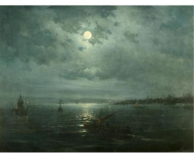 Sample artwork by Mekertich Hovhannesi Givanian (1848 - 1906), known for luminous, nocturnal waterscene painting - View similar artists and auction records