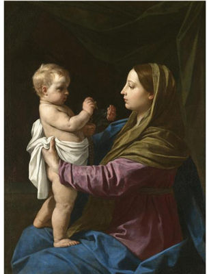THE MADONNA AND CHILD HOLDING A ROSARY CRUCIFIX AND A ROSE ('MADONNA DELLA ROSA')