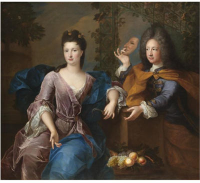 PORTRAIT OF A LADY AND A GENTLEMAN, SAID TO BE PHILIPPE II, DUC D'ORLÉANS (1674-1723) AND MARIE-MADELEINE DE LA VIEUVILLE, COMTESSE DE PARABÈRE (1693-C.1750)