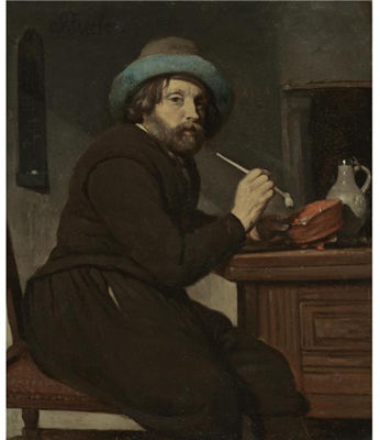 A SMOKER SEATED AT A TABLE