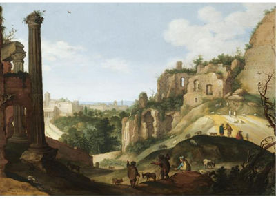 A SOUTHERN LANDSCAPE WITH RUINS, POSSIBLY A CAPRICCIO VIEW OF ROME by Willem Van Nieulandt II - Auction record, sale price, and art valuation. Compare with similar artists and explore comparable artworks.