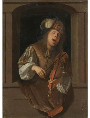 A SINGING VIOLINIST, PROBABLY A SELF-PORTRAIT, SET WITHIN A NICHE
