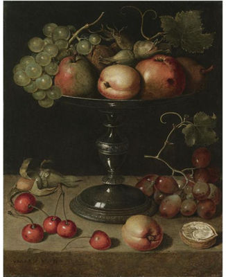 STILL LIFE WITH PEARS, AN APPLE, AN APRICOT, ALMONDS AND WALNUTS ON A TAZZA WITH GRAPES, A WALNUT, AN APRICOT, CHERRIES AND ALMONDS ON A STONE LEDGE by Clara Peeters - Auction record, sale price, and art valuation. Compare with similar artists and explore comparable artworks.