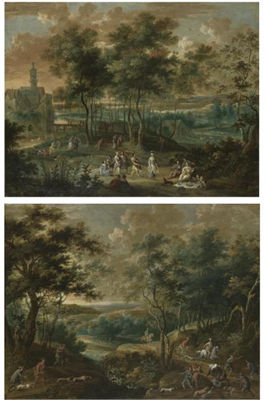 ELEGANT FIGURES PICNICKING AND MAKING MUSIC IN A PARK LANDSCAPE, A CASTLE BEYOND; by Jan Van Den Hecke The Elder - Auction record, sale price, and art valuation. Compare with similar artists and explore comparable artworks.