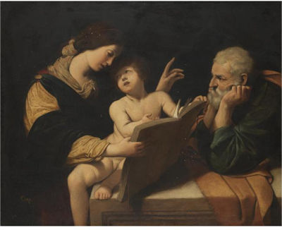 HOLY FAMILY WITH THE MADONNA TEACHING THE CHRIST CHILD TO READ