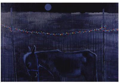 UZBEKISTAN, MIDNIGHT. SLEEPING DONKEY