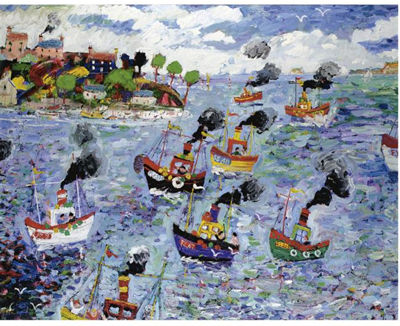 TUG BOATS AT SEA by Simeon Stafford - Auction record, sale price, and art valuation. Compare with similar artists and explore comparable artworks.