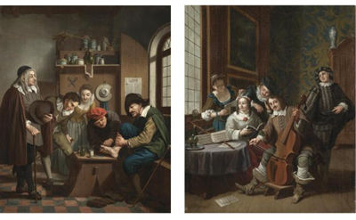 A MUSICAL COMPANY IN AN INTERIOR;A VISIT TO THE PHYSICIAN (2)