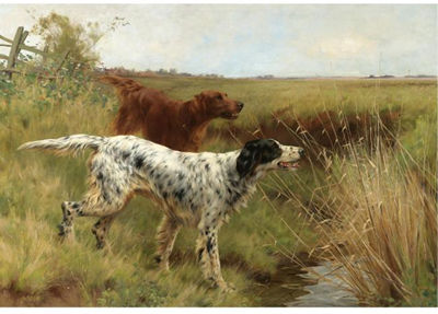 AN ENGLISH AND AN IRISH SETTER IN A LANDSCAPE by Thomas Blinks - Auction record, sale price, and art valuation. Compare with similar artists and explore comparable artworks.