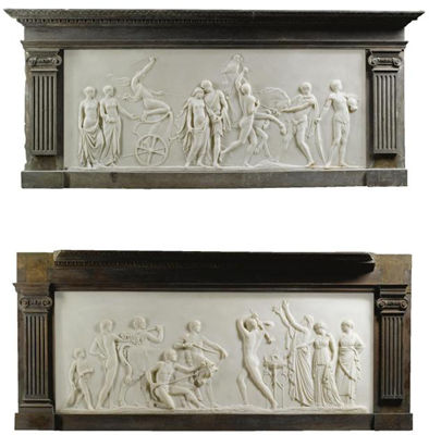 A PAIR OF BAS RELIEFS OF PARIS AND HELEN AND THE HORSE RACE IN THE ISTHMIAN GAMES
