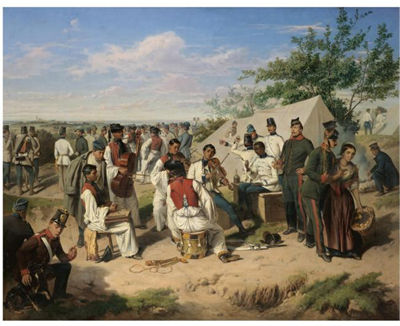 SZENE AUS DEM ITALIENISCHEN FELDZUGE (AUSTRIAN SOLDIERS RESTING DURING THE ITALIAN CAMPAIGN)