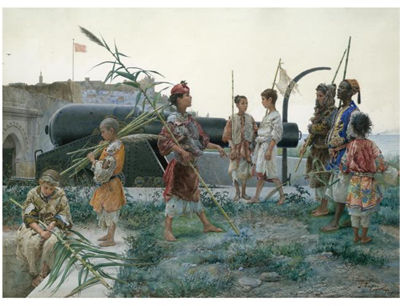 Sample artwork by Jose Tapiro Y Baro (1836 - 1913), known for watercolor portrait painting, orientalism, drawing, history and religious themes - View similar artists and auction records