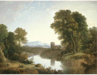 LANDSCAPE WITH RIVER AND CASTLE RUIN BEYOND by William Traies - Auction record, sale price, and art valuation. Compare with similar artists and explore comparable artworks.