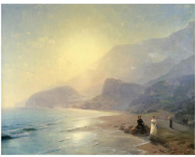 PUSHKIN AND COUNTESS RAEVSKAYA BY THE SEA NEAR GURZUF AND PARTENIT by Ivan Konstantinovich Aivazovsky - Auction record, sale price, and art valuation. Compare with similar artists and explore comparable artworks.