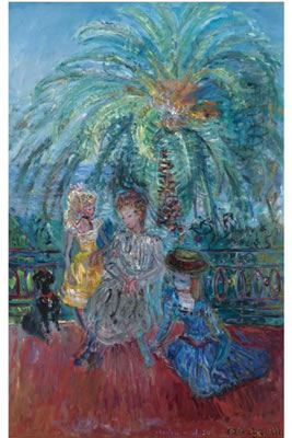 ELEGANT LADIES ON A BALCONY, MENTON