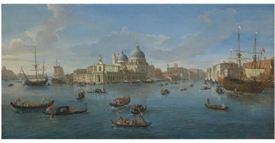 VENICE, A VIEW OF THE BACINO DI SAN MARCO LOOKING WEST WITH THE PUNTA DELLA DOGANA AND THE ENTRANCE TO THE GRAND CANAL