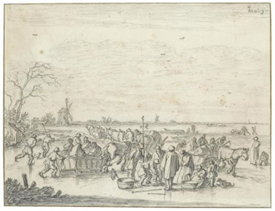 A WINTER LANDSCAPE WITH WAGONS AND FIGURES ON A FROZEN RIVER by Pieter Molyn - Auction record, sale price, and art valuation. Compare with similar artists and explore comparable artworks.