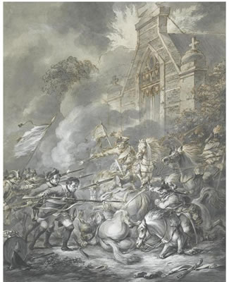 A SKIRMISH BETWEEN CAVALRY OFFICERS AND FOOTSOLDIERS WITH BAYONETS by Dirk Langendyck - Auction record, sale price, and art valuation. Compare with similar artists and explore comparable artworks.