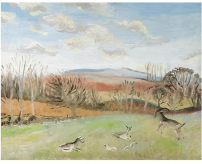 GOATS IN A LANDSCAPE; SPRING LANDSCAPE