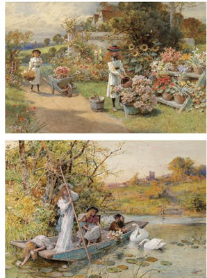 PICKING WATERLILIES; THE YOUNG GARDENERS