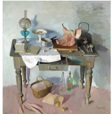 THE KITCHEN TABLE (RECTO); STILL LIFE WITH A STOVE AND A BIRD CAGE (VERSO)