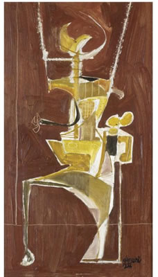 HANGING FORM, WHITE AND GOLD
