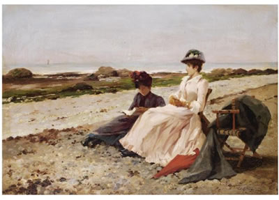 ÉLÉGANTES SUR LA PLAGE by Edouard Gelhay - Auction record, sale price, and art valuation. Compare with similar artists and explore comparable artworks.