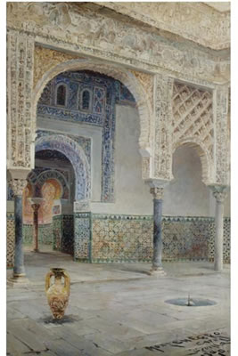 A MOORISH COURTYARD, SEVILLE by José Montenegro Cappell - Auction record, sale price, and art valuation. Compare with similar artists and explore comparable artworks.
