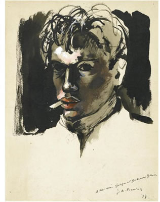 Portrait of Mario Prassinos: Self-portrait