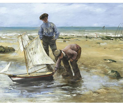 ENFANTS JOUANT SUR LA PLAGE, LE TREPORT