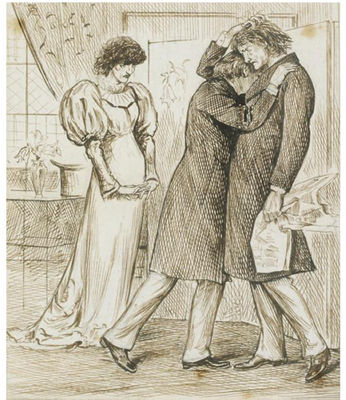 FRUSTRATED SOCIAL AMBITION; COLLAPSE OF POSTLETHWAITE, MAUDLE AND MRS CIMABUE BROWN, PUBLISHED IN PUNCH, 21 MAY 1881