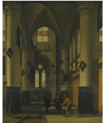 THE INTERIOR OF A PROTESTANT GOTHIC CHURCH, WITH ELEMENTS OF BOTH THE OUDE KERK AND NIEUWE KERK, AMSTERDAM