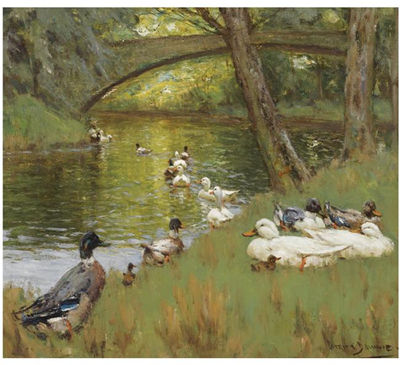 DUCKS AT THE BEND OF THE RIVER