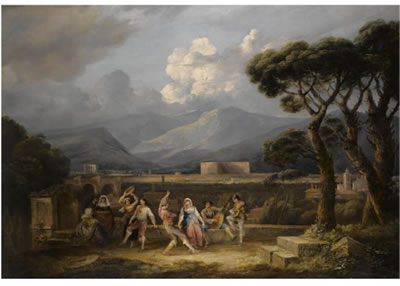 THE SALTARELLO, WITH A VIEW OF THE COLOSSEUM, ROME