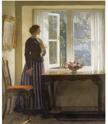 THE GIRL AND THE PICTURE, A FLOWER by Harold Knight - Auction record, sale price, and art valuation. Compare with similar artists and explore comparable artworks.