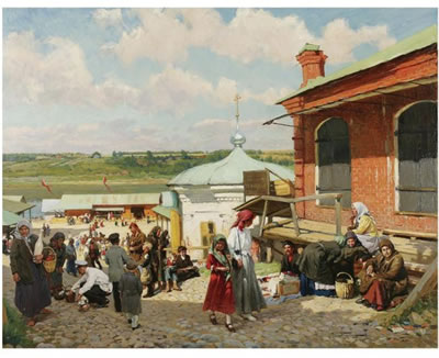VIEW OF PLYOS by Aleksander Vladimirovich Makovskij - Auction record, sale price, and art valuation. Compare with similar artists and explore comparable artworks.