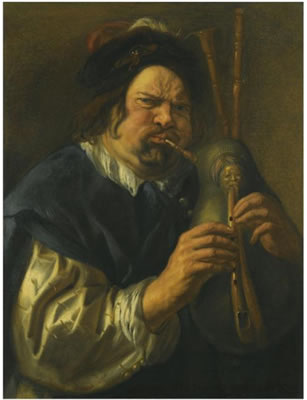 Portrait of Jacob Jordaens: SELF-PORTRAIT AS A BAGPIPE PLAYER