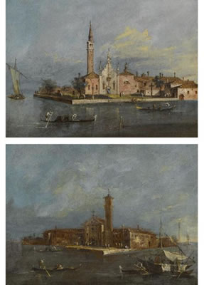 VENICE, A VIEW OF THE ISLAND OF S. LAZZARO; VENICE, A VIEW OF THE ISLAND OF SANTA MARIA DELLE GRAZIE ( pair)