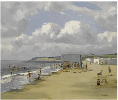 BEACH HUTS by Campbell Archibald Mellon - Auction record, sale price, and art valuation. Compare with similar artists and explore comparable artworks.